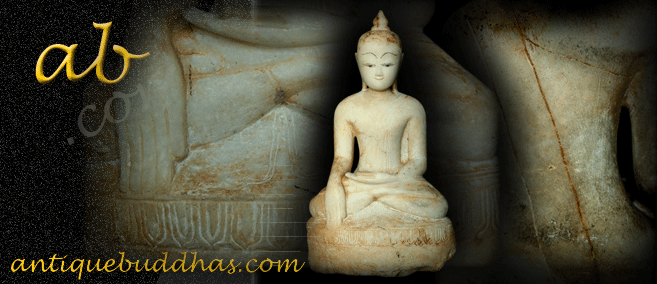 Extremely Rare 18C Alabaster Sitting Ava Buddha #NO.001.1